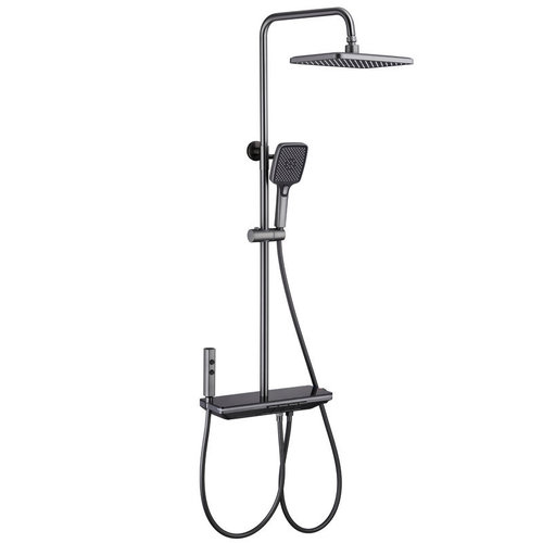 Gun gray all-copper piano key smart digital display constant temperature shower set bathroom pressurized rain shower head complete set