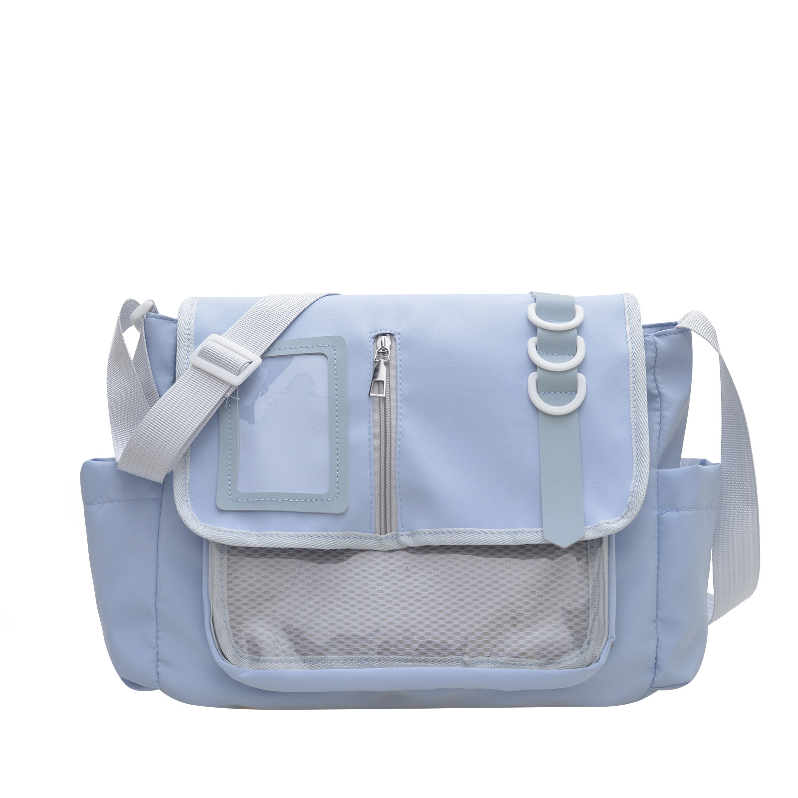 Bolso de tela de nailon japonés, diseño de estilo universitario, bolso de hombro de costura informal, bolso de dolor transparente ligero, bolso de mensajero, marea