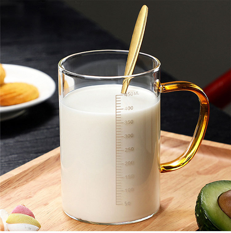 包邮玻璃杯子ins风高颜值早餐杯牛奶杯高硼硅玻璃杯刻度杯量杯|undefined