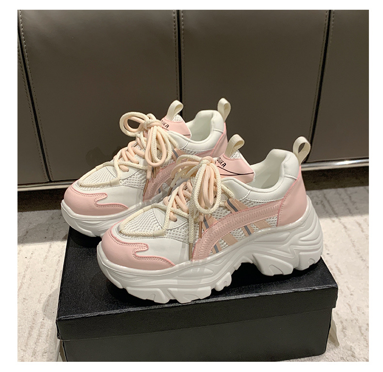 Scarpe da papà da donna 2024 nuova moda primaverile retrò piccole scarpe sportive con lacci alte con suola spessa_voghion.com