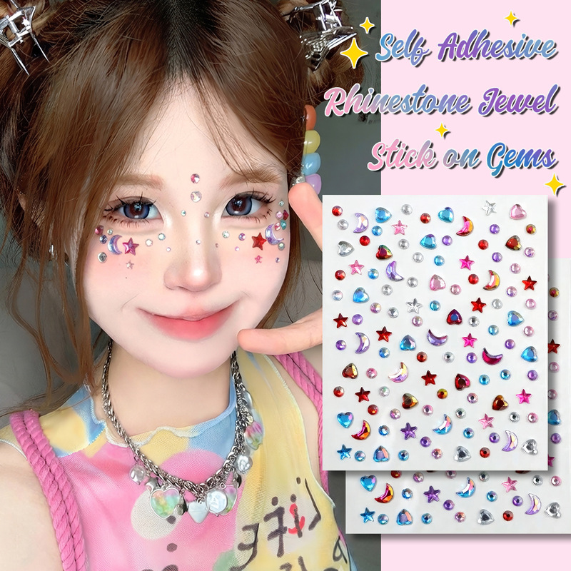 Cross-border in-stock children's rhinestone face accessories, makeup stickers, nail art stickers, stage makeup, face decoration Cross-border in-stock children's rhinestone face accessories, makeup stickers, nail art stickers, stage makeup, face decoration