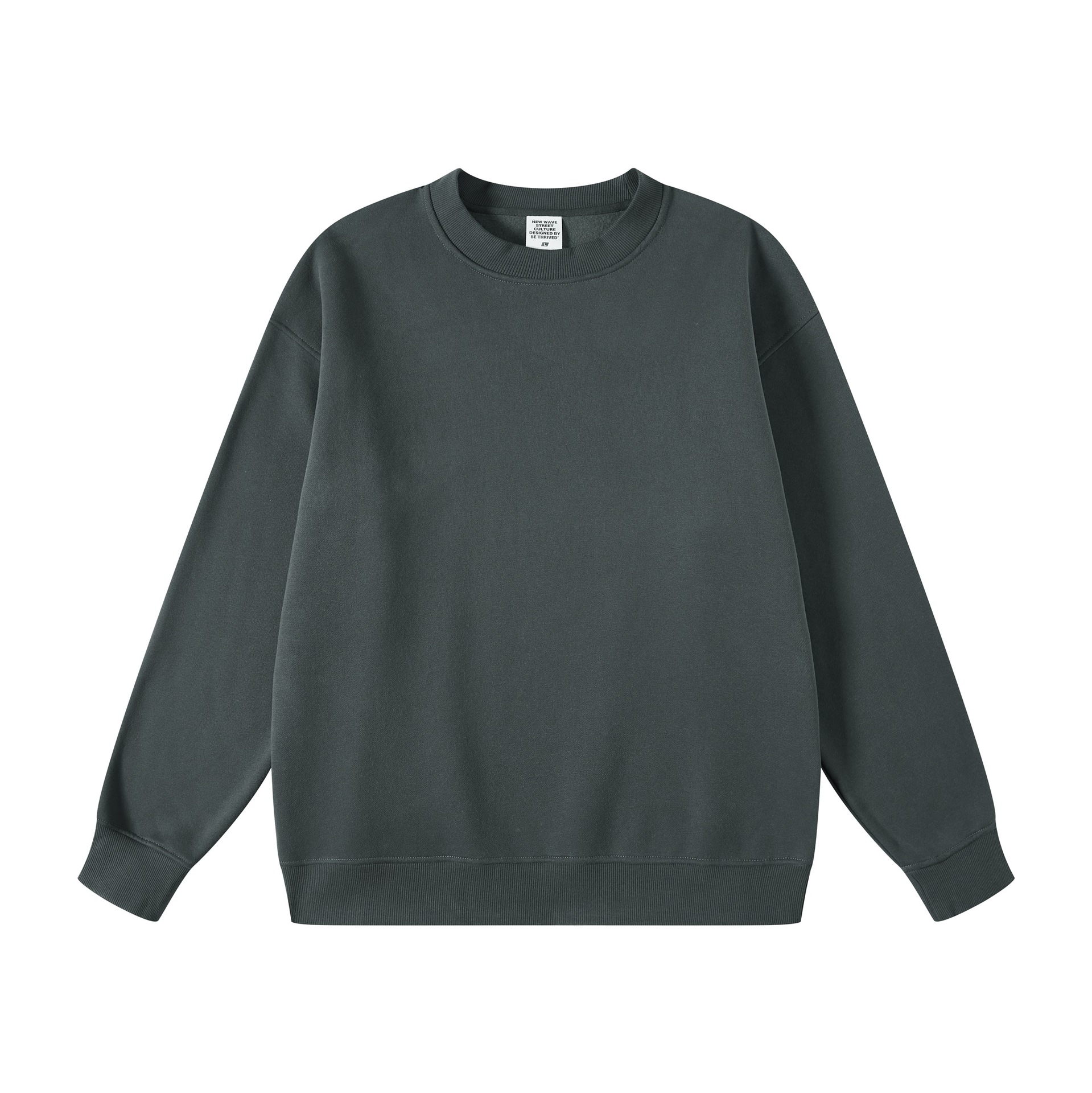 Sweat-shirt à col rond pour homme de marque décontractée et ample en velours 345 g plus couleur unie_voghion.com