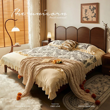 法式复古床实木床1.8米主卧双人床现代简约美式中古风床卧室家具