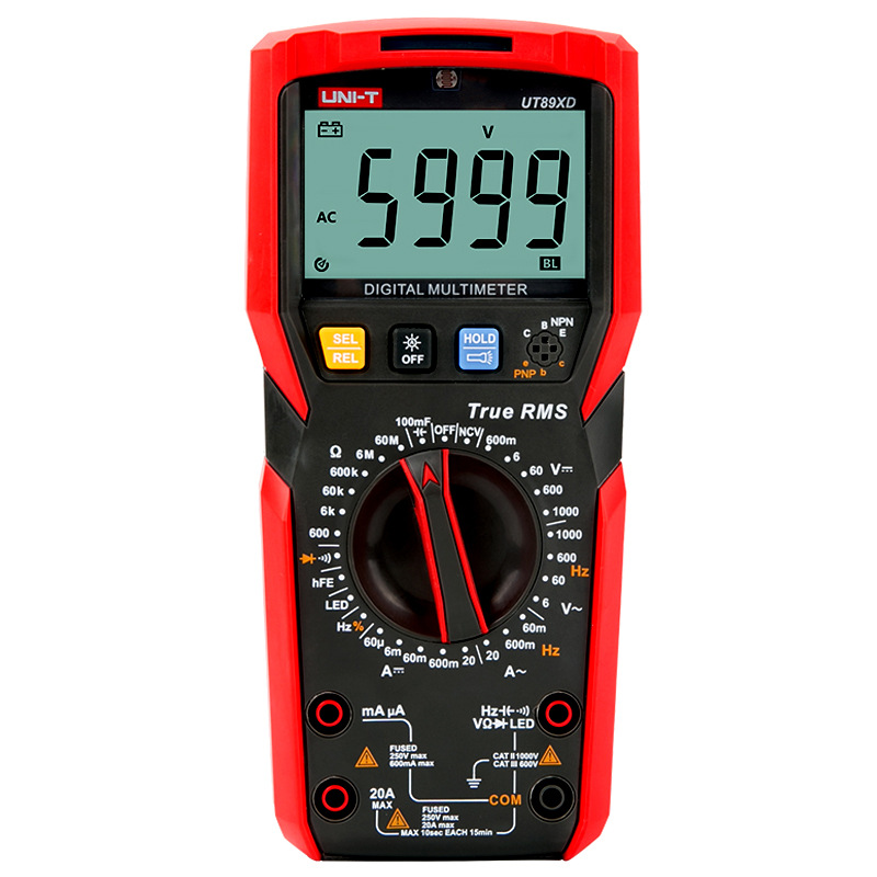 优利德 UT89XD数字万用表手持式真有效值防摔数显频率电容LED测量
