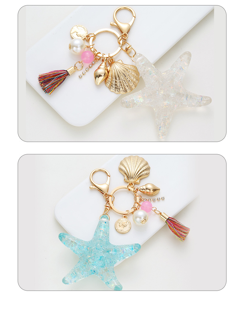 Fashion Cute Transparent Acrylic Starfish Car Key Ring Pendant Ornaments display picture 1