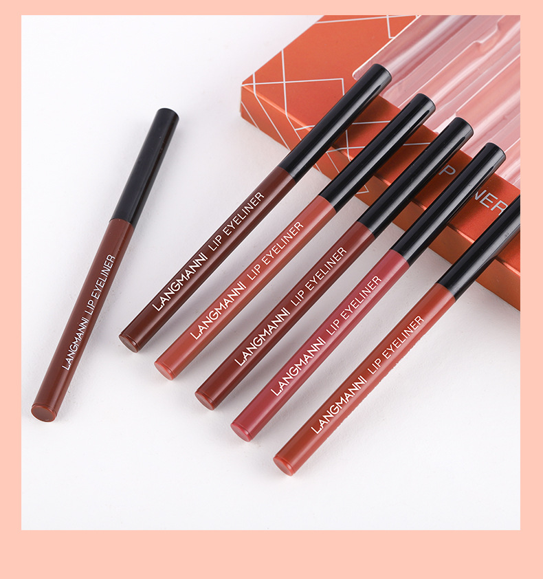 Langmanni 12-piece lip gloss set 6+6 Lip gloss and Lip liner pen combination Non-stick cup matte lip gloss undefined