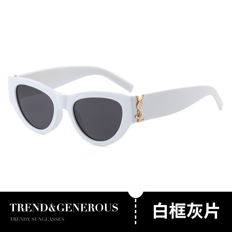新款时尚简约复古猫眼太阳镜ins个性休闲户外街拍防紫外线墨镜潮|undefined