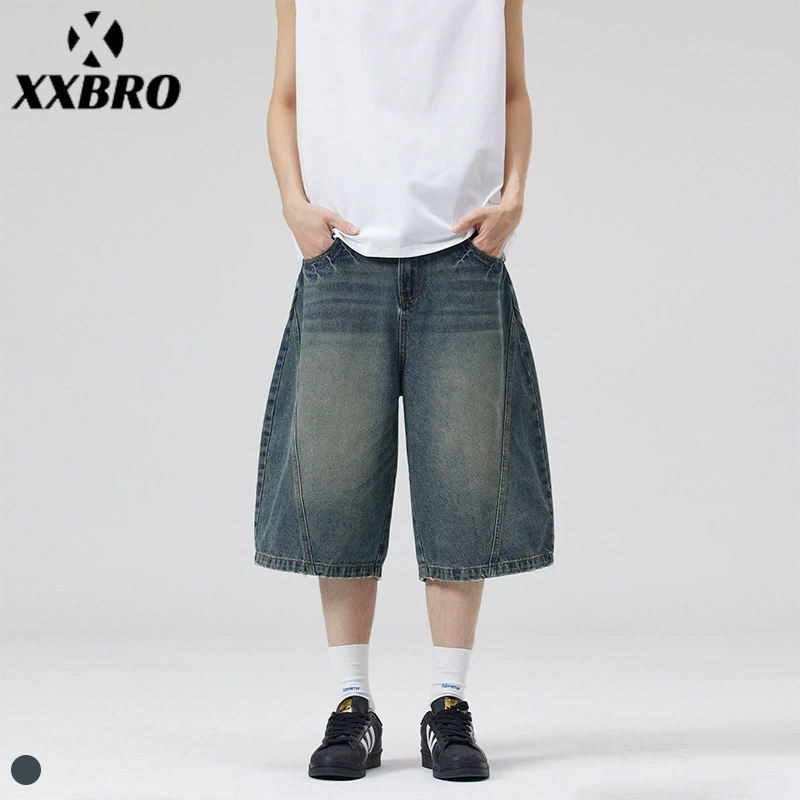 Xxbro мужские # летние шорты дикие старые тренды джинсы vibe мужские штаны ятагани широкие укороченные брюки