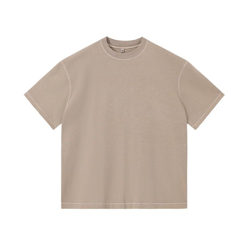 350G ropa de hombre lavado con agua viejo desgaste chaqueta blanca marca pesada camiseta de algodón camiseta de manga corta conjunto personalizado