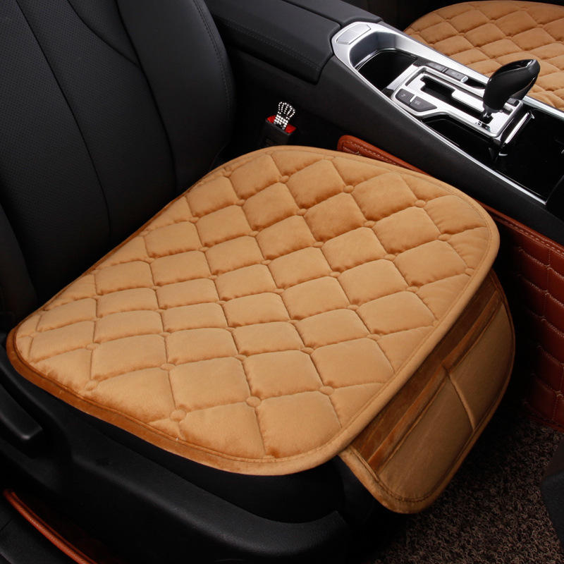 Seat cushion, seat cover: Qìchē Car Seat - khaki-rhombus-plush-single-1-piece-standard
