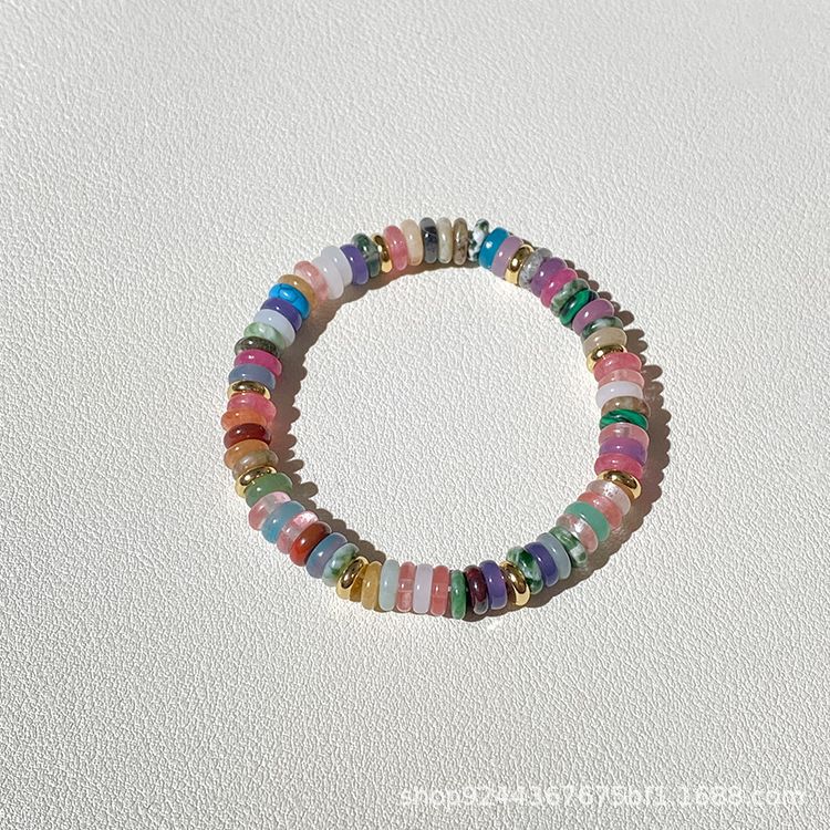 Summer Beaded ins Dopamine Natural Stone Colorfulful Beaded Bracelet Female Rainbow Handmade Elastic Rope Colorfulful Bracelet