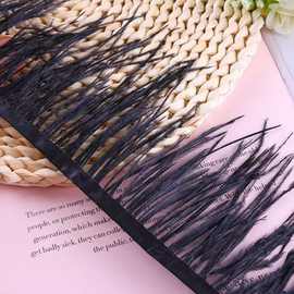 89色现货8-10CM驼鸟毛布边驼鸟毛羽毛布条拉丁舞袖口裙边服装辅料