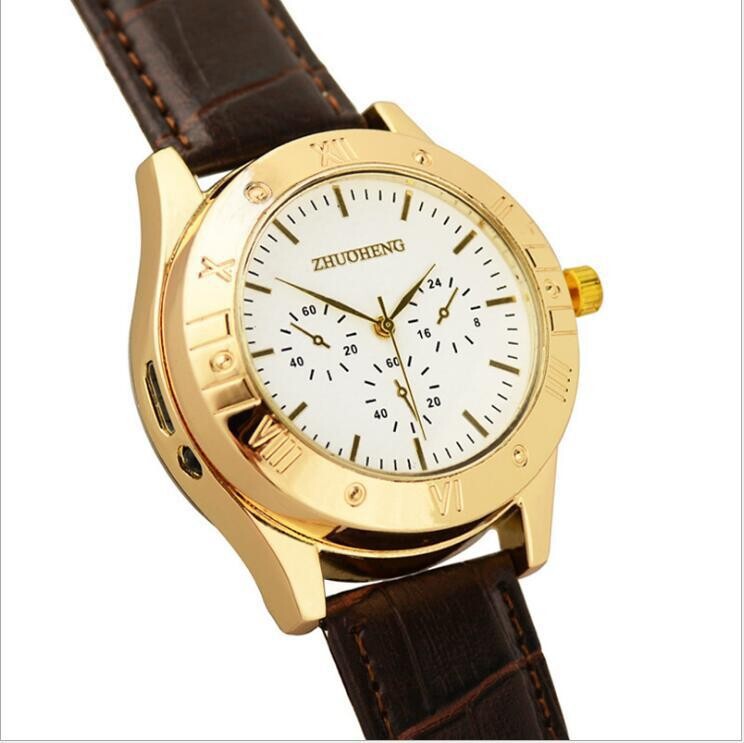 Metal lighting keychain with watch usb charging cigarette lighter creative personality real watch charging lighter