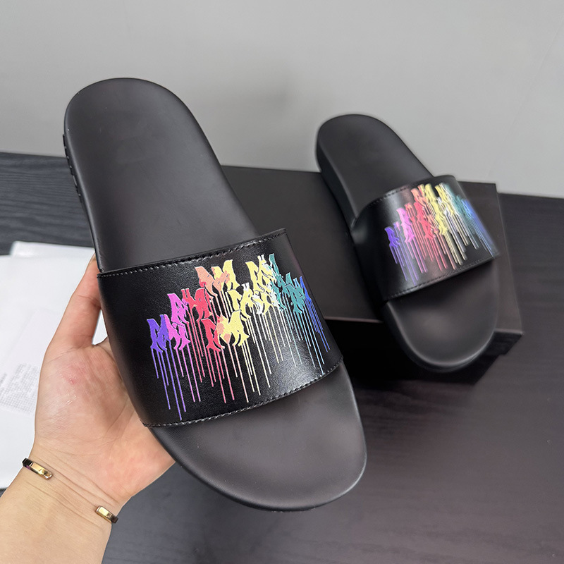 Letter Graffiti Printed Palm Beach Slippers Trendy 2025 Summer Men's Slippers Cambodia Vietnam Nigeria