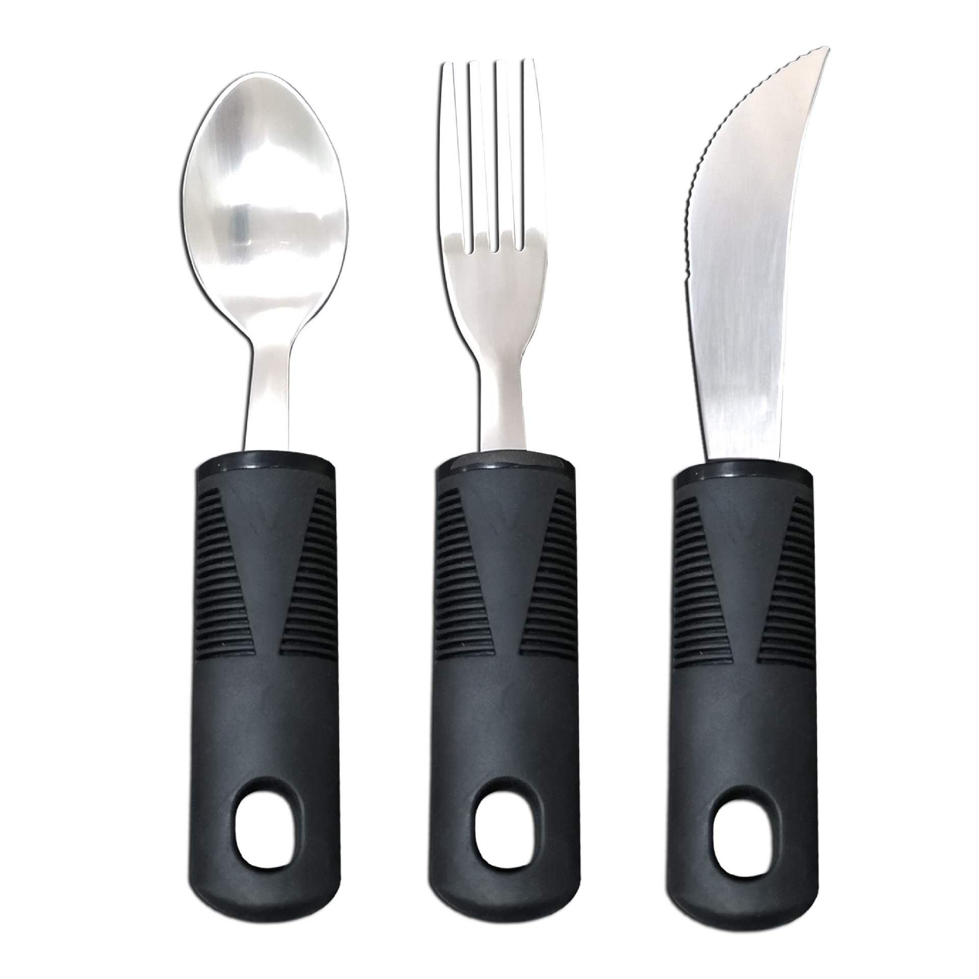 [Fabricante] de acero inoxidable mango de goma TPR anti-Shake cuchillo vajilla adaptable, tenedor y cuchara de rehabilitación de ayuda alimentaria herramienta traje