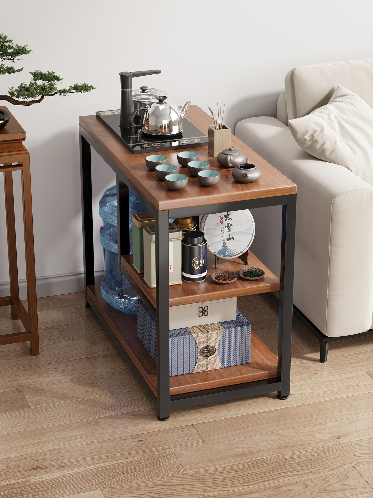 Tea Table for Home Use, Small Tea Table for Living Room, Sofa Side Table, Side Cabinet, Movable Tea Table, Tea Cabinet, Storage Rack, Table Without