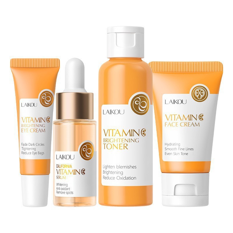 Transfronterizo LAIKOUFENYI Vitamina C serie combinación hidratación humectante productos de cuidado de la piel paquete de caja Inglés FDA productos de cuidado de la piel