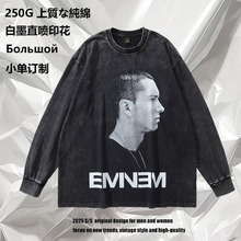 TKPAvintage古着长袖t恤美式复古潮牌阿姆人像印花水洗长袖打底男
