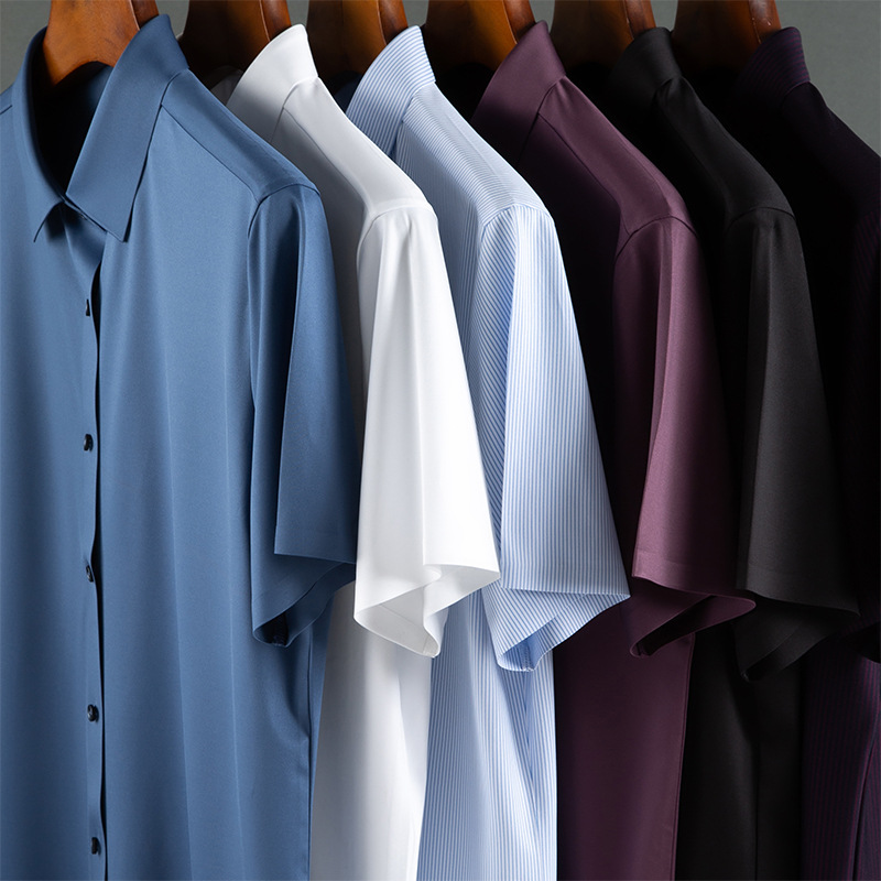 [Seamless] Non-Wrinkle-Free Casual Business Fashion High-End Men's Seamless Taped Short-Sleeve Shirt
