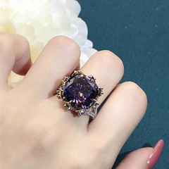 ファッショナブルなヘビーデューティードライパープルローズリング女性用、パーソナライズされた高級ハイエンドリング、ニッチなライトラグジュアリースタイルリング