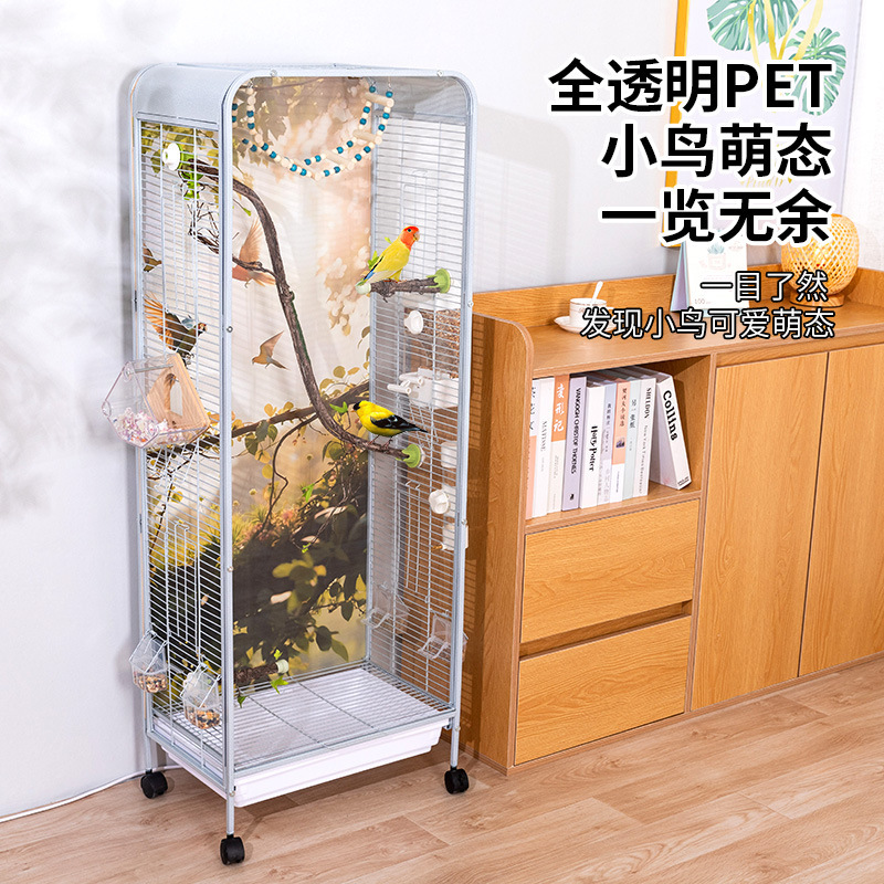 柜式亚克力鸟笼鹦鹉笼子虎皮牡丹玄凤大号鸟别墅大空间观赏笼透明|undefined