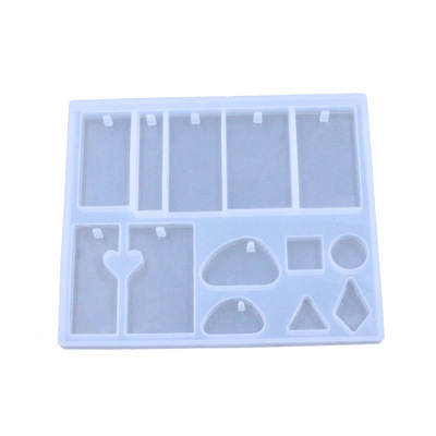 水晶滴胶项链吊坠硅胶模具 DIY手工饰品水滴正方椭圆拼图 带孔模|ms