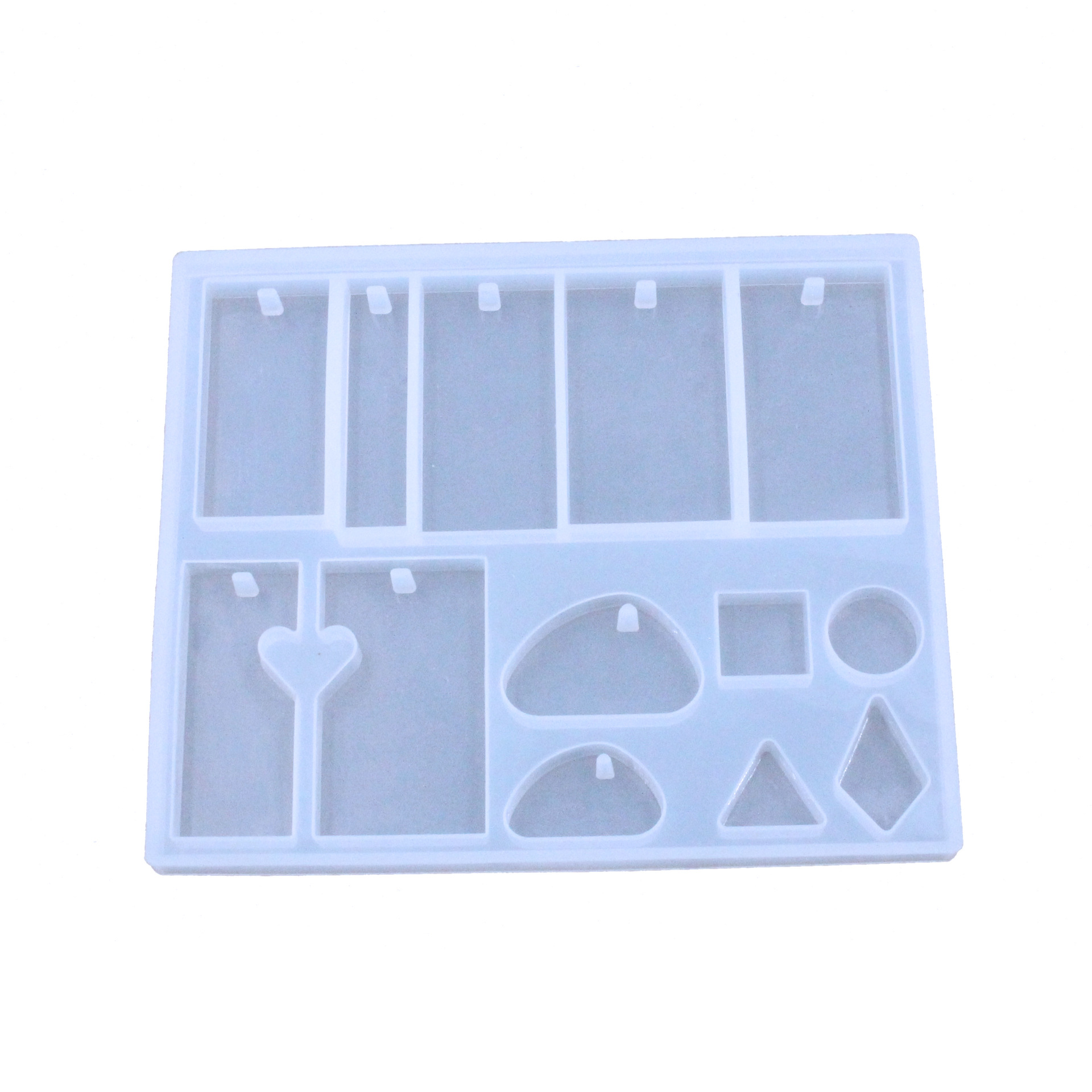 水晶滴胶项链吊坠硅胶模具 DIY手工饰品水滴正方椭圆拼图 带孔模|ms