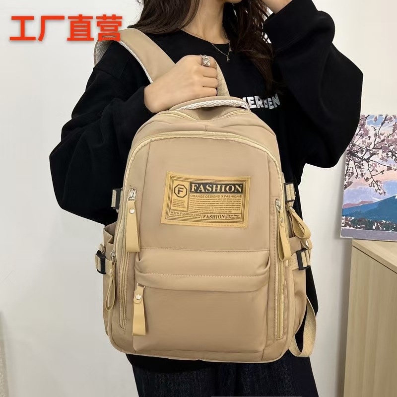 Student Backpack 2026 New Style Letter Travel Computer Backpack Solid Color Large Capacity School Bag for Middle and High School Students