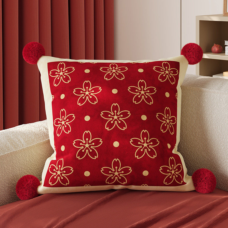 Sofá de sala de estar rojo de alto nivel, funda de almohada desmontable, almohada de cintura lavable, sofá de cabecera de dormitorio de alto nivel, almohada con núcleo