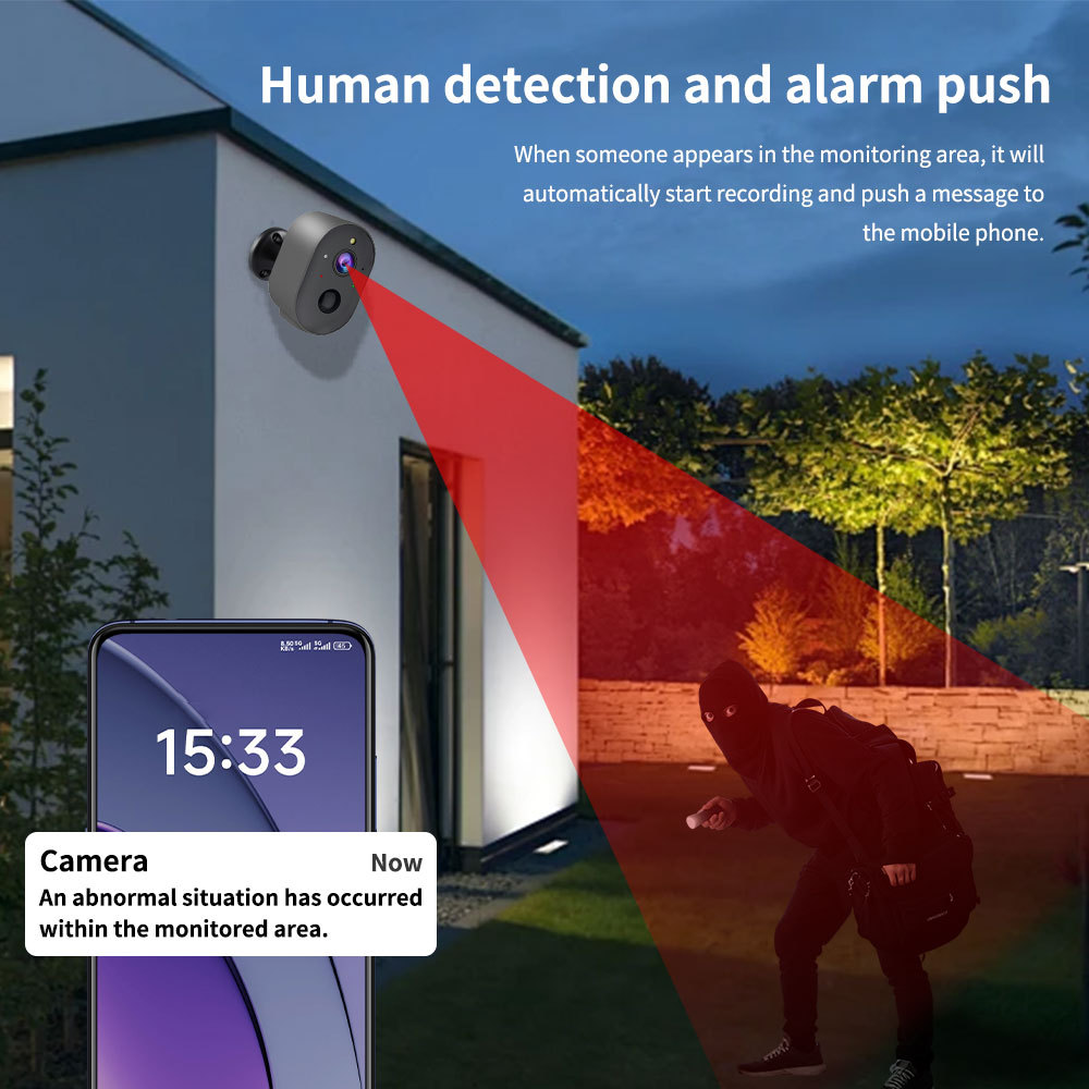 Opciones de comercio exterior graffiti batería de baja potencia wifi monitoreo doméstico inalámbrico 3MP full color cámara de vigilancia de visión nocturna