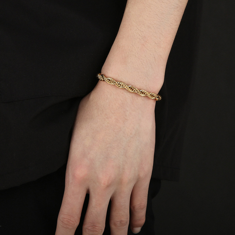 44g Weight Titanium Steel Pendant Material Bracelets Classification Titanium Steel Chain Material 1 Piece Quantity Holiday, Daily Occasion Titanium Steel Material Geometric Pattern Unisex Gender Plating Design Basic, Modern Style, Classic Style Style Basic Modern Style Classic Style Geometric Titanium Steel Bracelets In Bulk 12
