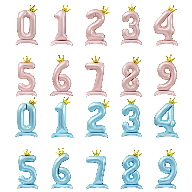 32-дюймовый стоящий воздушный шар Crown цифровой алюминиевый шар Синий Розовый стоящий цифровой воздушный шар украшение для дня рождения