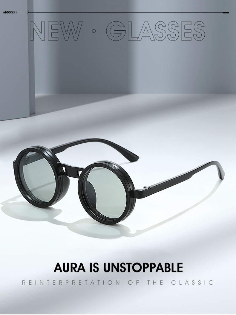 2025 Neue Sonnenbrille im kleinen runden Stil, modische Sonnenbrille mit individueller Persönlichkeit, manuell verstellbar, ideal für Outdoor-Aktivitäten wie Angeln, Großhandel, Trend Cross_voghion.com