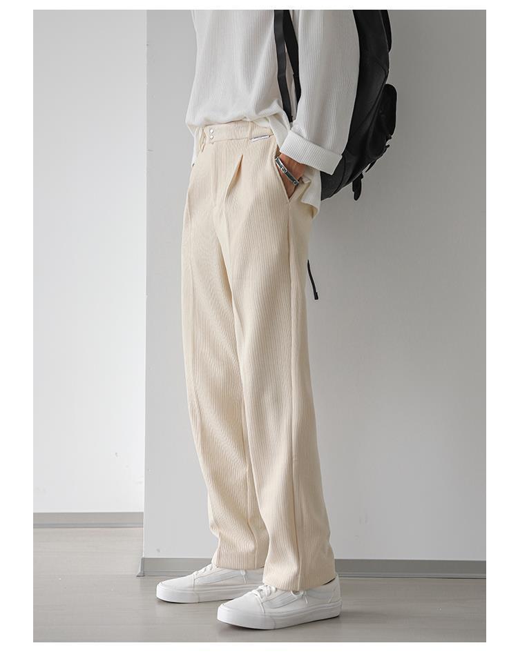 1 Men's Casual Spring And Autumn Loose Regular Wide-Leg Pants Japanese Style Simple Solid Color Versatile Straight_voghion.com