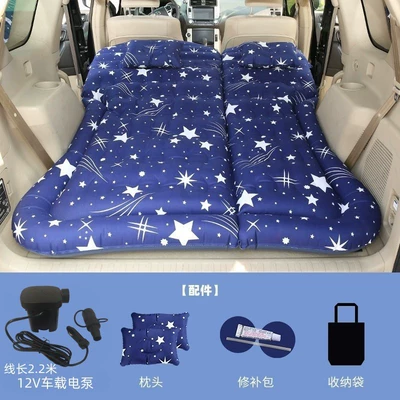 Bed, Off-Road Vehicle Backseat Sleeping Vehicle-mounted inflatable bed - only-for-trunk-suv-honeycomb-single-sided-oxford-starry-sky-blue-with-22m-pump