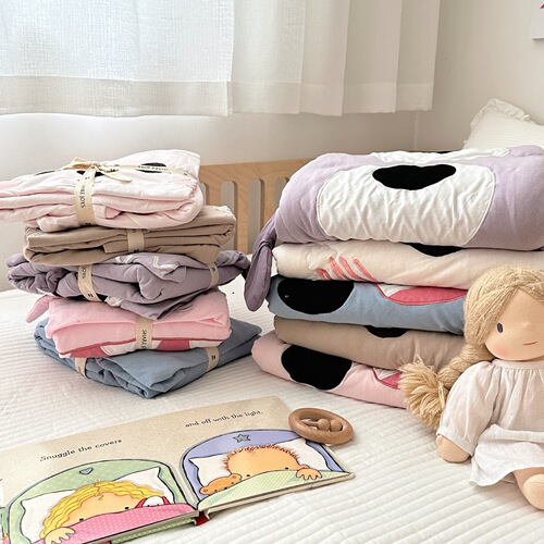 Class A maternal and infant grade cotton knitted soybean summer cool quilt pure cotton children's crib thin quilt cover cartoon air conditioning blanket