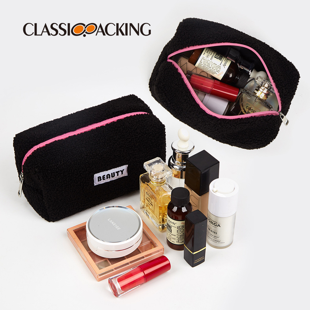 Bolso de felpa de diseño original del fabricante, bolsa de almacenamiento de productos portátiles para el cuidado de la piel de gran capacidad, bolsa de cosméticos nueva 2025