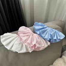 棉布大裙摆发夹头花顶夹盘发丸子头韩版小众潮网红芭蕾风粉蓝米白