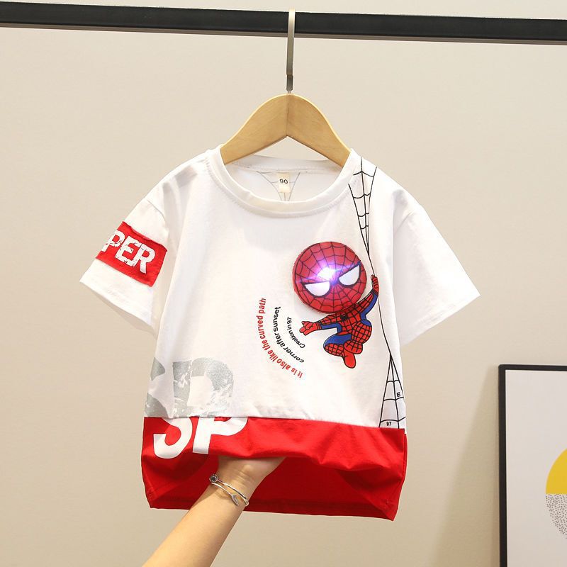 Summer New Children's Clothing Spider-man Children's Half-sleeved Cotton Breathable Baby Top Boy's T-shirt Short-sleeved Clothes Trendy