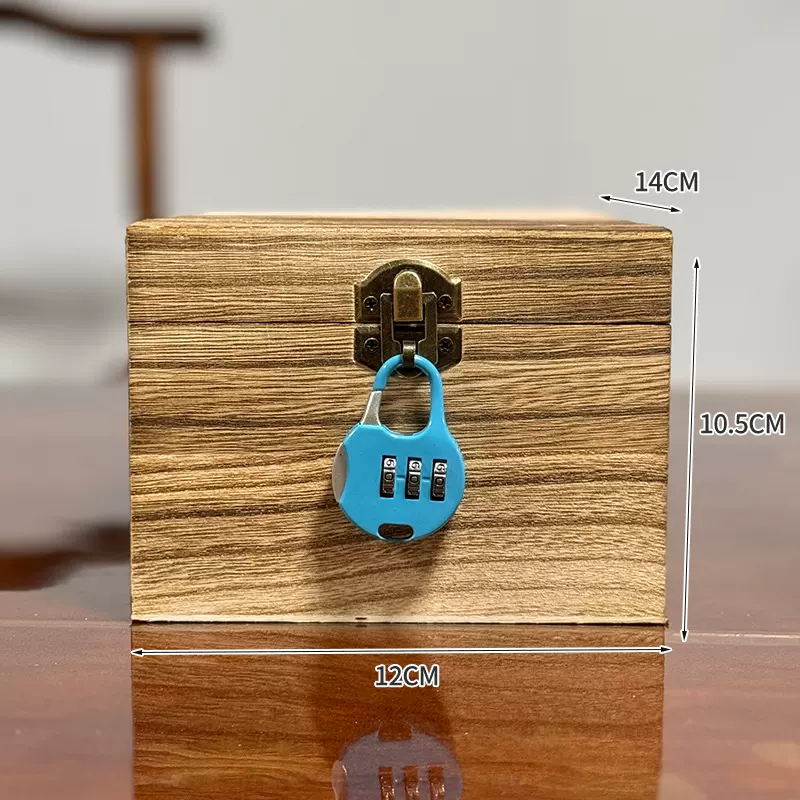 现代简约实木密码盒家用木质方形带锁盲盒桌面木制翻盖式收纳盒