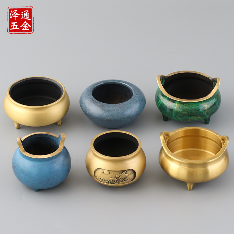 迷你小香炉黄铜香炉黄铜仙鹤家用香薰宣德炉线香炉插香座香托香插