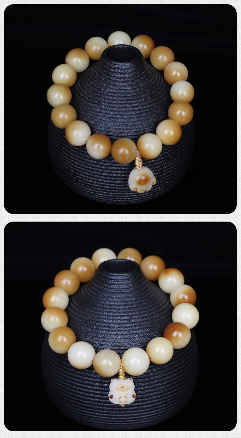 Cute Cat Bodhi seed Polishing Bracelets