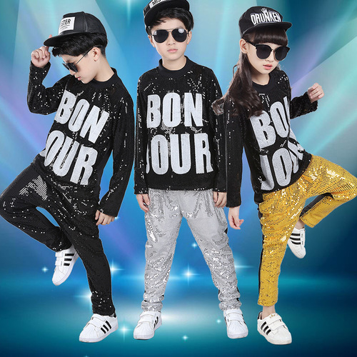 New jazz dance clothing, Korean version of cheerleading performance clothing, hip-hop hip-hop suit, sequined modern dance performance clothing