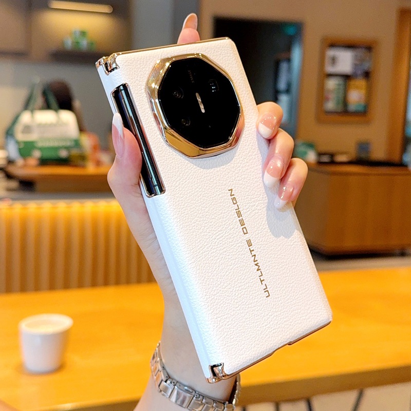 Suitable for Huawei matext three-fold mobile phone case MateXTs litchi grain leather electroplated gold protective cover 5g