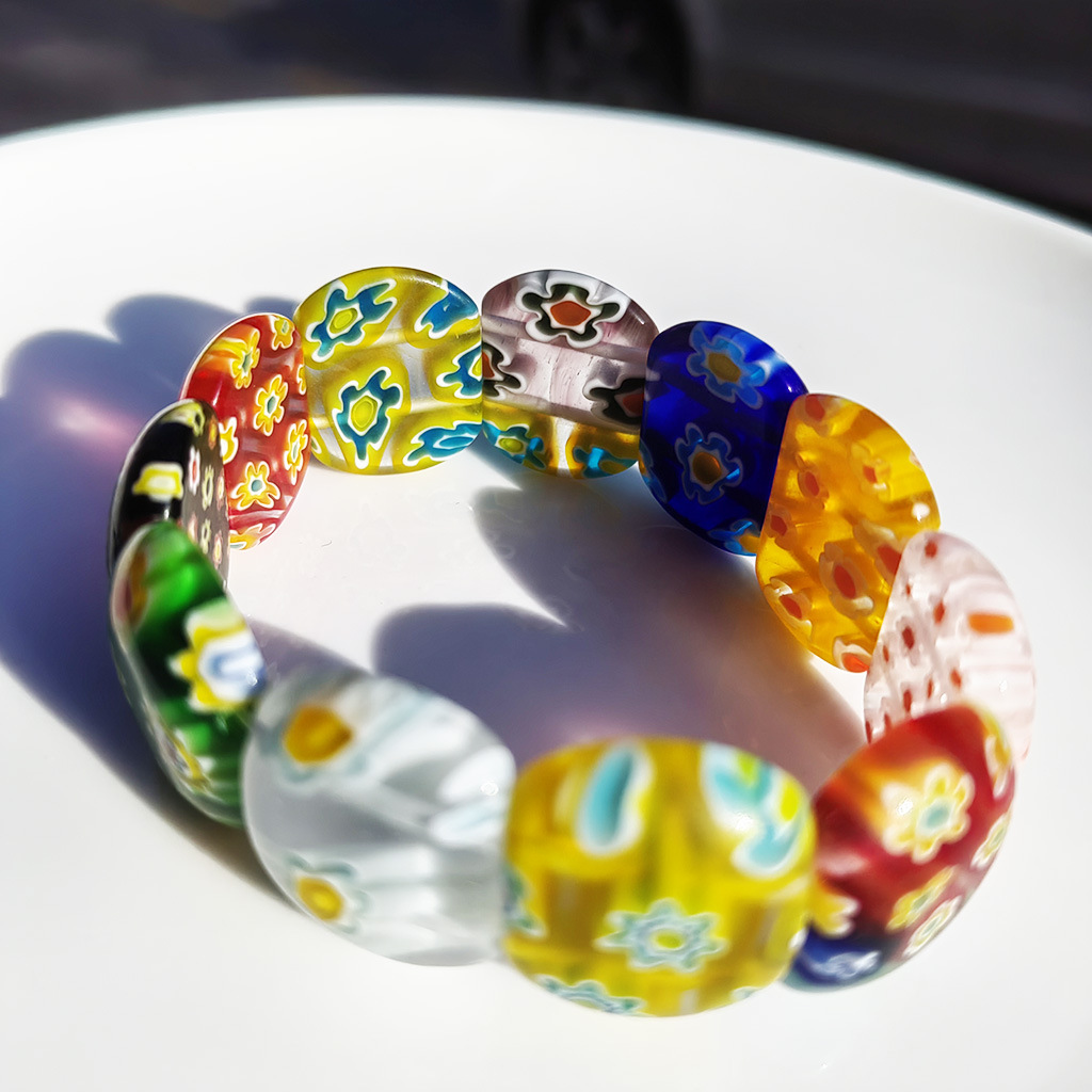 50g Weight Stretch Adjustable Clasp Closure Type Bracelets Classification glass Chain Material Handmade Chain Chain Type 1 Piece Quantity Daily Occasion glass Material Flower Pattern All Seasons Season Women's Gender Simple Style Style Simple Style Flower Glass Handmade Chain Stretch Adjustable Beaded Bracelets Wholesale 18