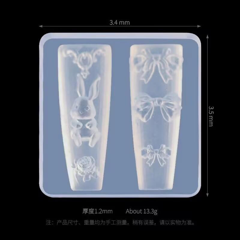 美甲模具diy工具透明指甲装饰3D立体天鹅蝴蝶结花朵手工硅胶膜具|undefined
