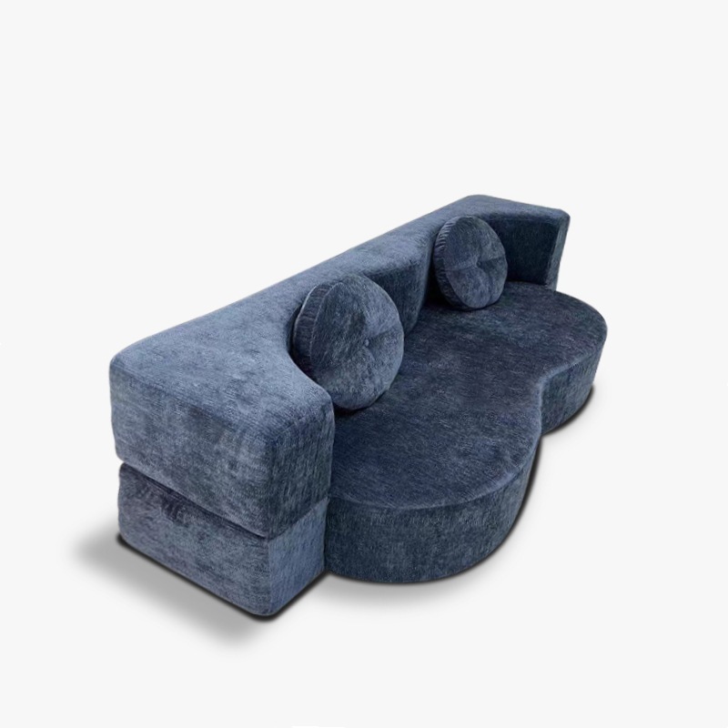 Transchegaraviy siqilgan rulonli vakuumli mato yig'ma divan-krovat internetda mashhur dizayner minimalist yashash xonasi uchun yoysimon divan