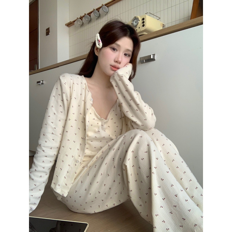 2025 带胸垫三件套家居服睡衣套装|undefined