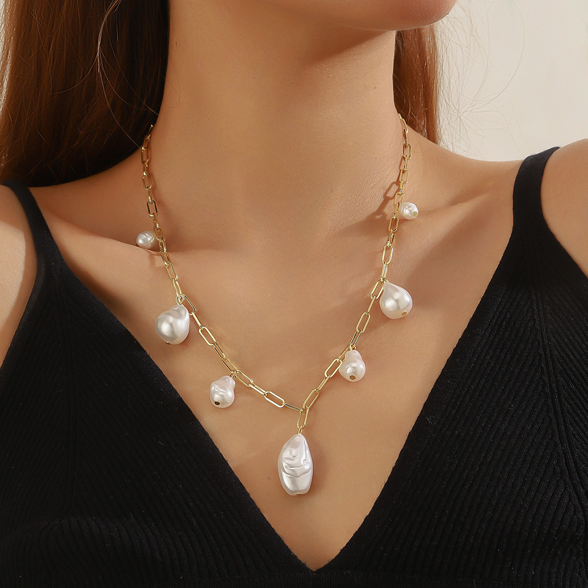 Baroque Perlenketten Mehrreihige Statement Halskette Für Damen_voghion.com
