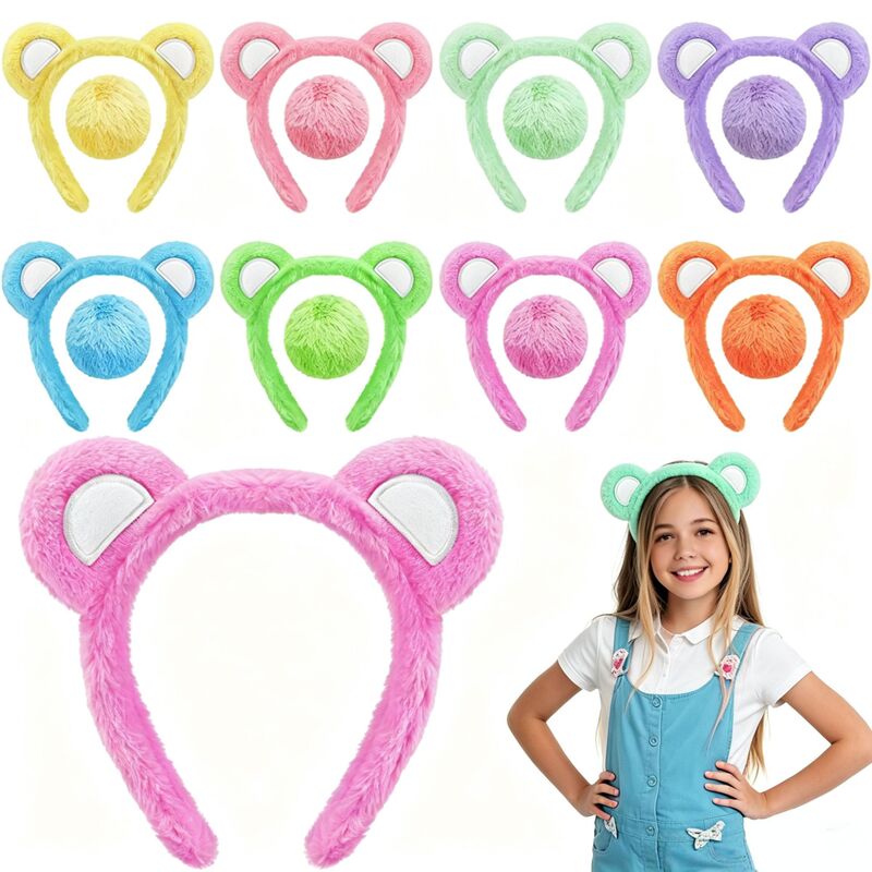 New cross-border Halloween animal bear ear headband, strawberry bear headband, plush cute nose set hair accessory
